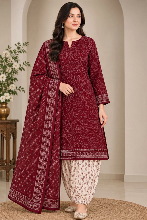 Bin Saeed Khaddar 3-Piece Unstitched Suit | Printed Dupatta Winter Collection Vol.3 | Brands Store