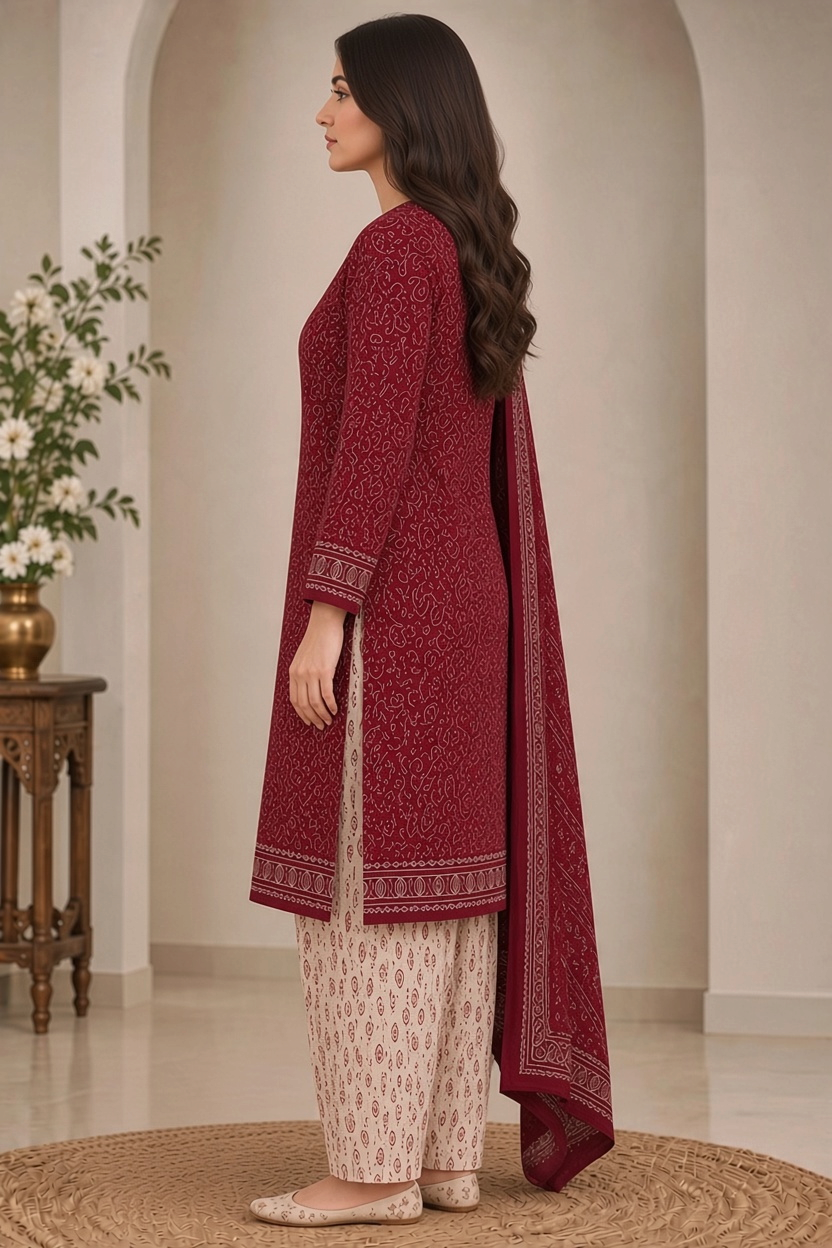 Bin Saeed Khaddar 3-Piece Unstitched Suit | Printed Dupatta Winter Collection Vol.3 | Brands Store