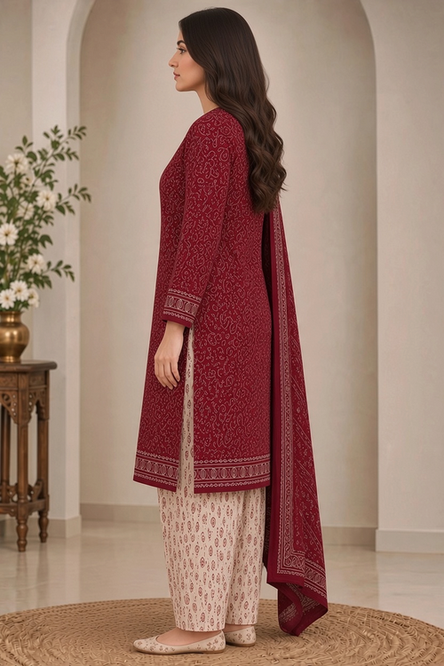 Bin Saeed Khaddar 3-Piece Unstitched Suit | Printed Dupatta Winter Collection Vol.3 | Brands Store