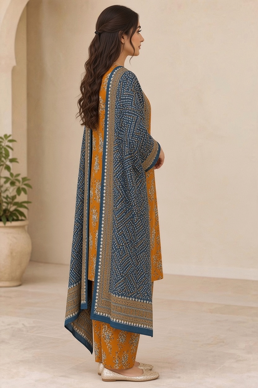 Bin Saeed Khaddar 3-Piece Unstitched Suit | Printed Dupatta Winter Collection Vol.1 | Brands Store