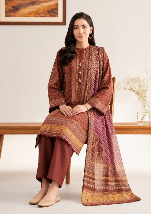 Nishat Linen 3-Piece Unstitched Suit | Printed Dupatta Winter Collection Vol.7 | Brands Store