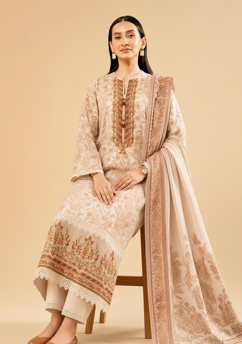 Nishat Linen 3-Piece Unstitched Suit | Printed Dupatta Winter Collection Vol.10 | Brands Store