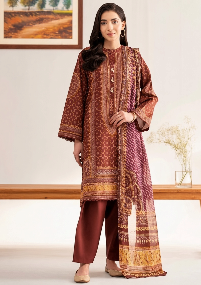 Nishat Linen 3-Piece Unstitched Suit | Printed Dupatta Winter Collection Vol.7 | Brands Store