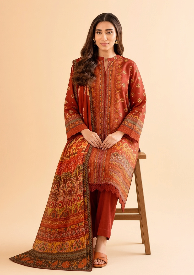 Nishat Linen 3-Piece Unstitched Suit | Printed Dupatta Winter Collection Vol.1 | Brands Store