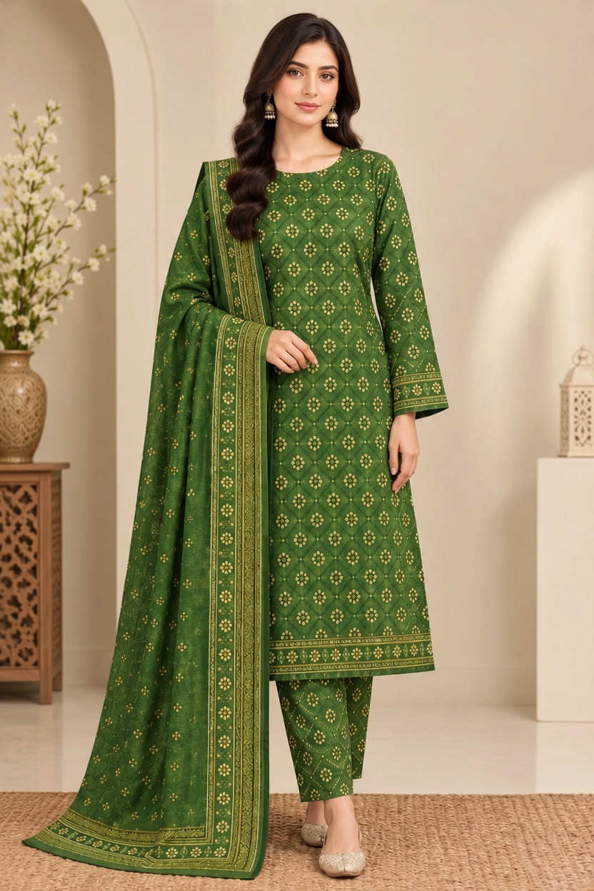 Bin Saeed Khaddar 3-Piece Unstitched Suit | Printed Dupatta Winter Collection Vol.6 | Brands Store
