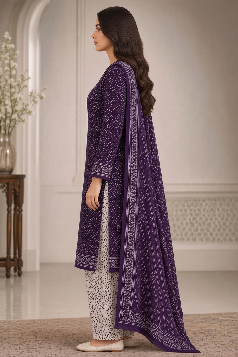 Bin Saeed Khaddar 3-Piece Unstitched Suit | Printed Dupatta Winter Collection Vol.5 | Brands Store