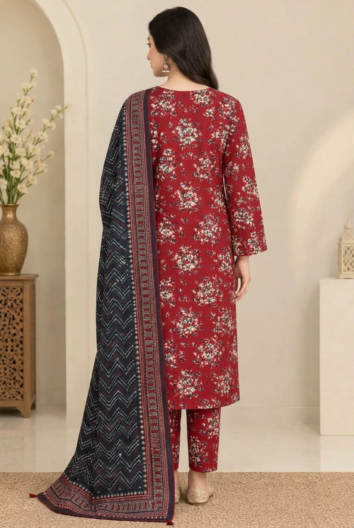 Bin Saeed Khaddar 3-Piece Unstitched Suit | Printed Dupatta Winter Collection Vol.8 | Brands Store