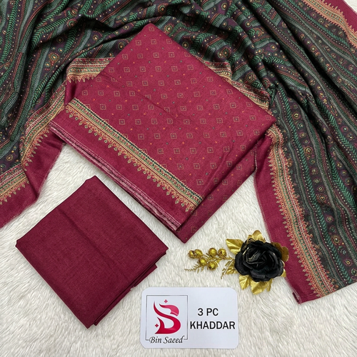Bin Saeed Khaddar 3-Piece Unstitched Suit | Printed Dupatta Winter Collection Vol.24 | Brands Store
