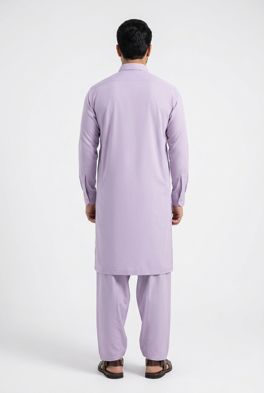 Gul Ahmed Italian Toyobo Lilac Shalwar Kameez - Back View