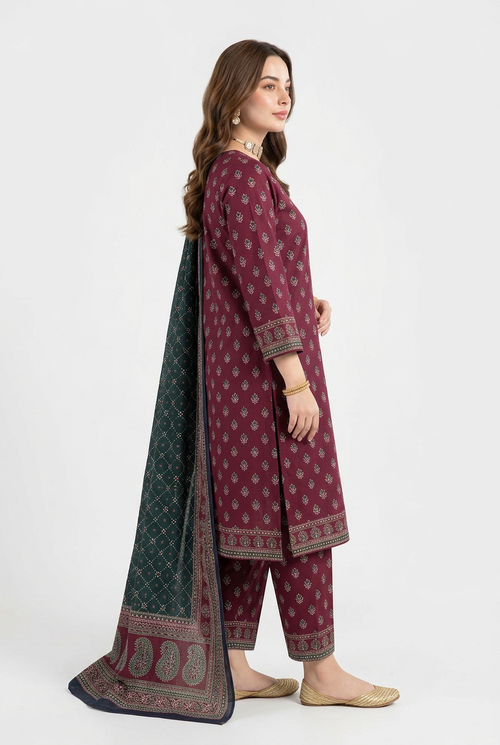 Bin Saeed Khaddar 3-Piece Unstitched Suit | Printed Dupatta Winter Collection Vol.14 | Brands Store
