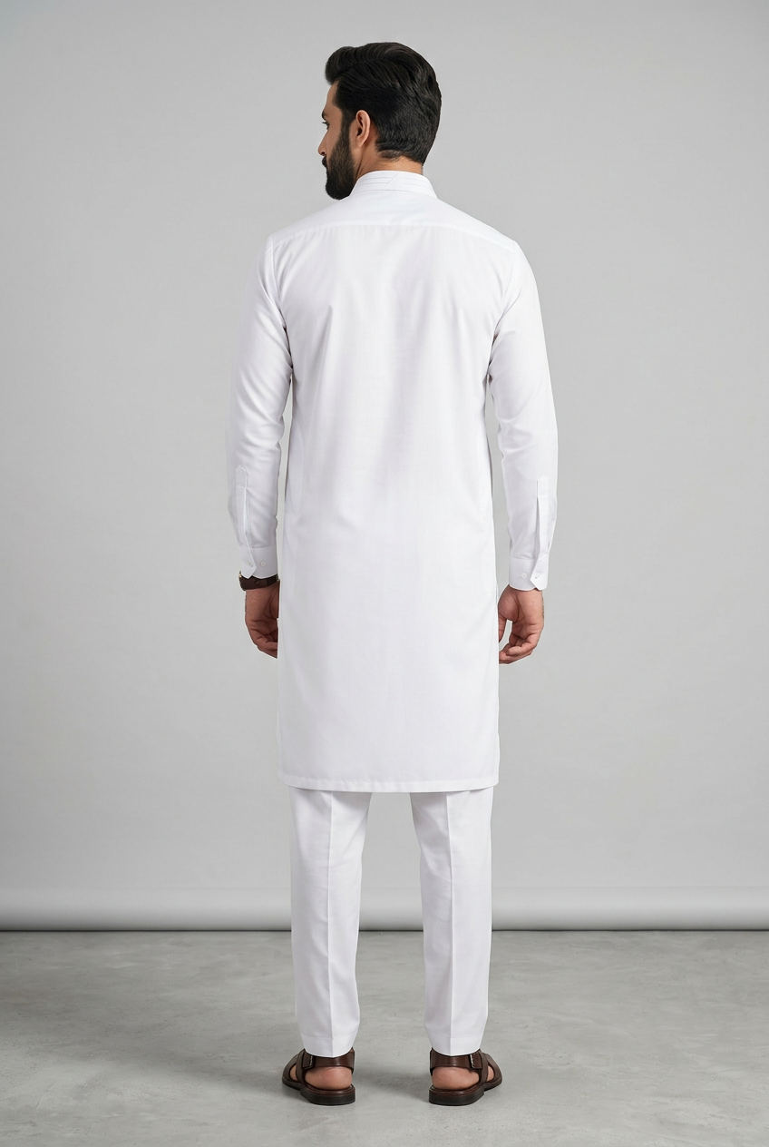 Gul Ahmed Italian Toyobo White Shalwar Kameez - Back View
