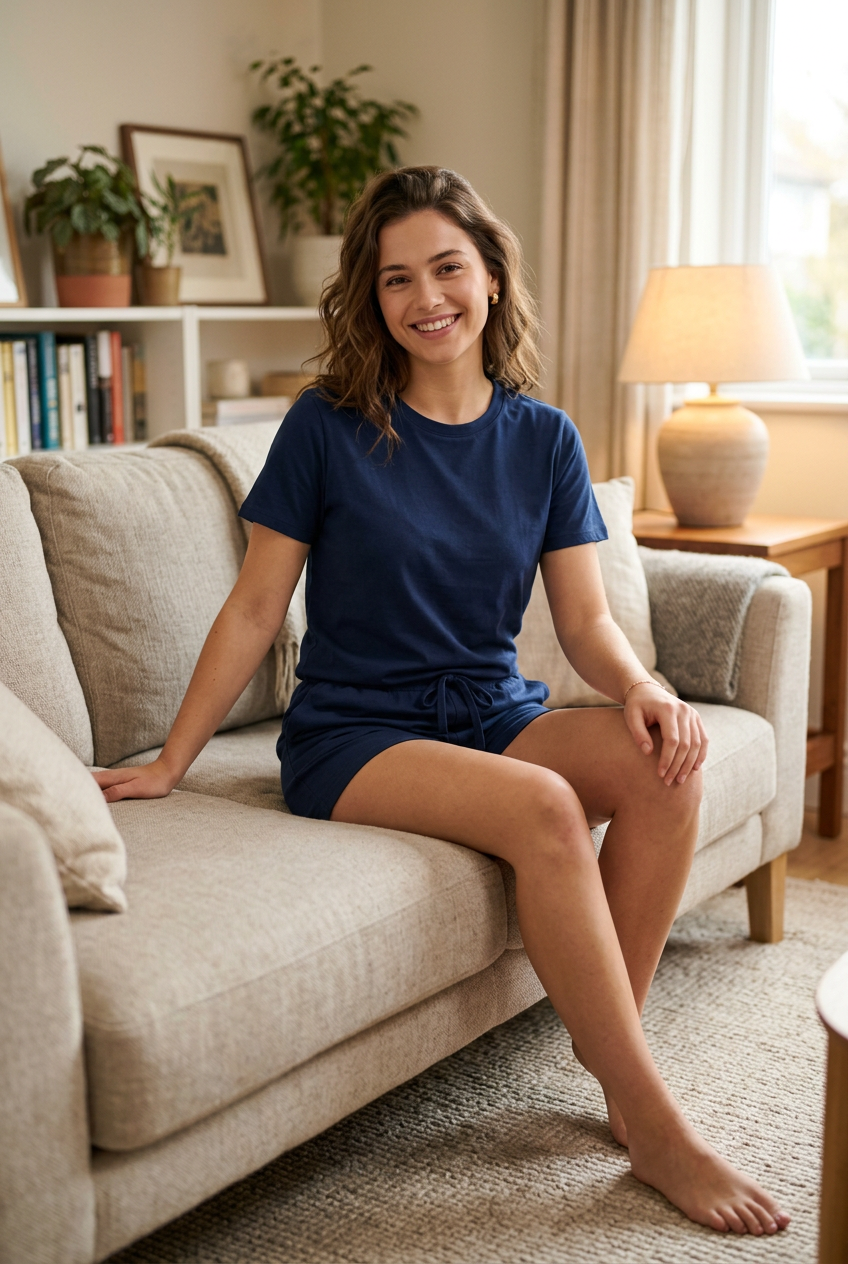 Shello Navy Blue 2-Piece Nighty Set - Front View