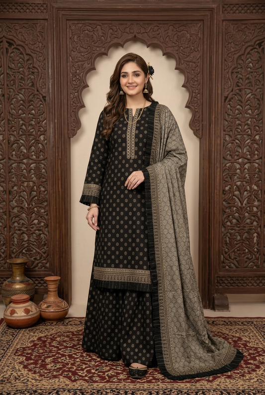Bin Saeed Khaddar Suit - Front View