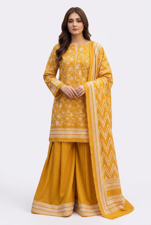 Bin Saeed Khaddar 3-Piece Unstitched Suit | Printed Dupatta Winter Collection Vol.19 | Brands Store