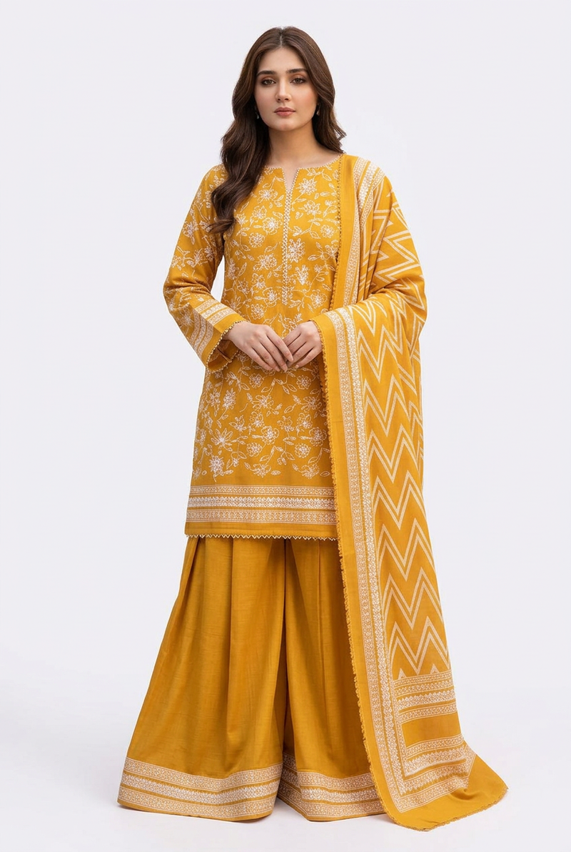 Bin Saeed Khaddar 3-Piece Unstitched Suit | Printed Dupatta Winter Collection Vol.19 | Brands Store