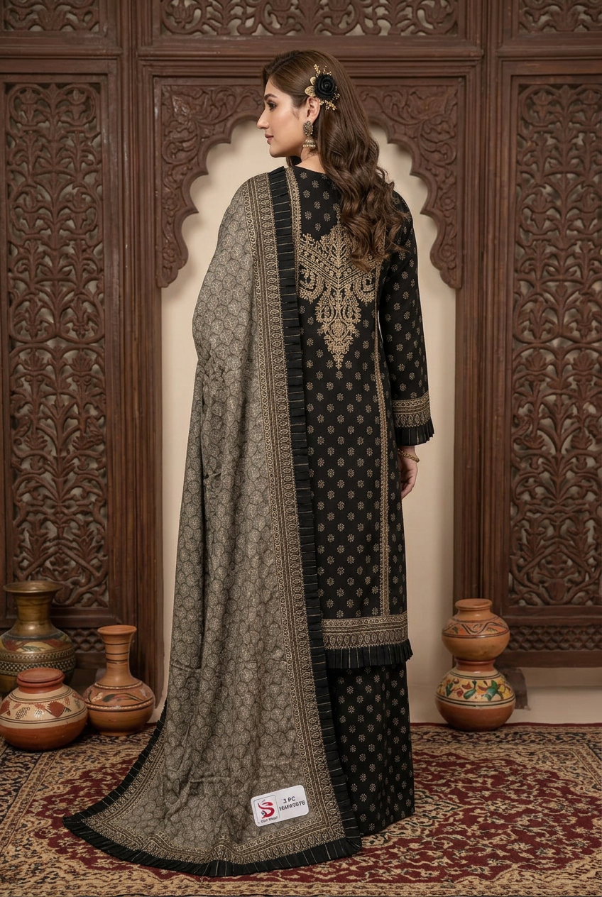 Bin Saeed Khaddar Suit - Back View
