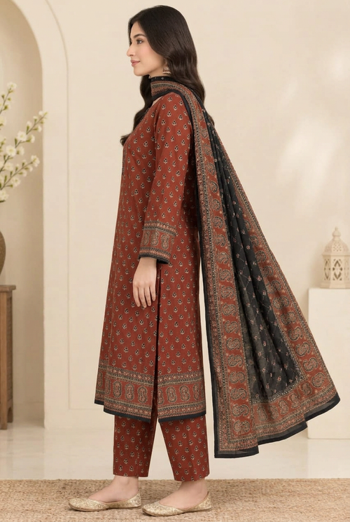 Bin Saeed Khaddar 3-Piece Unstitched Suit | Printed Dupatta Winter Collection Vol.11 | Brands Store