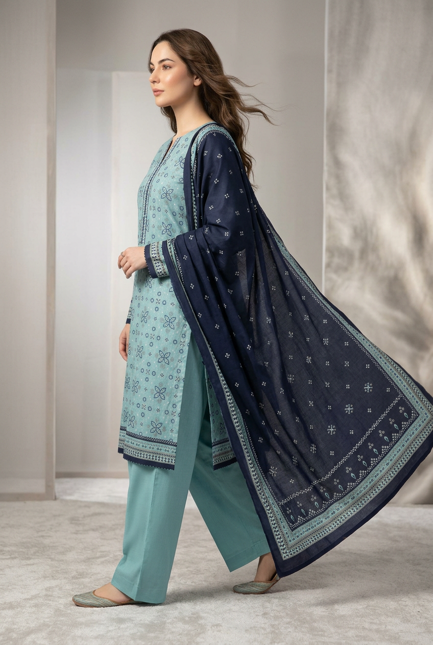 Bin Saeed Khaddar Suit - Side View