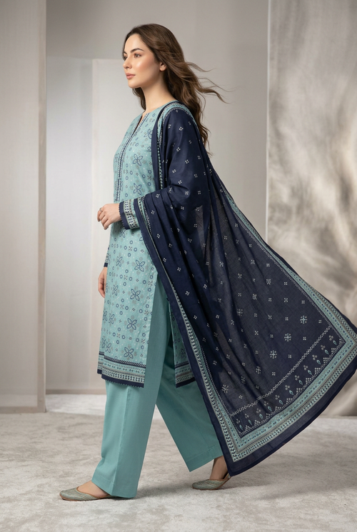 Bin Saeed Khaddar 3-Piece Unstitched Suit | Printed Dupatta Winter Collection Vol.22 | Brands Store