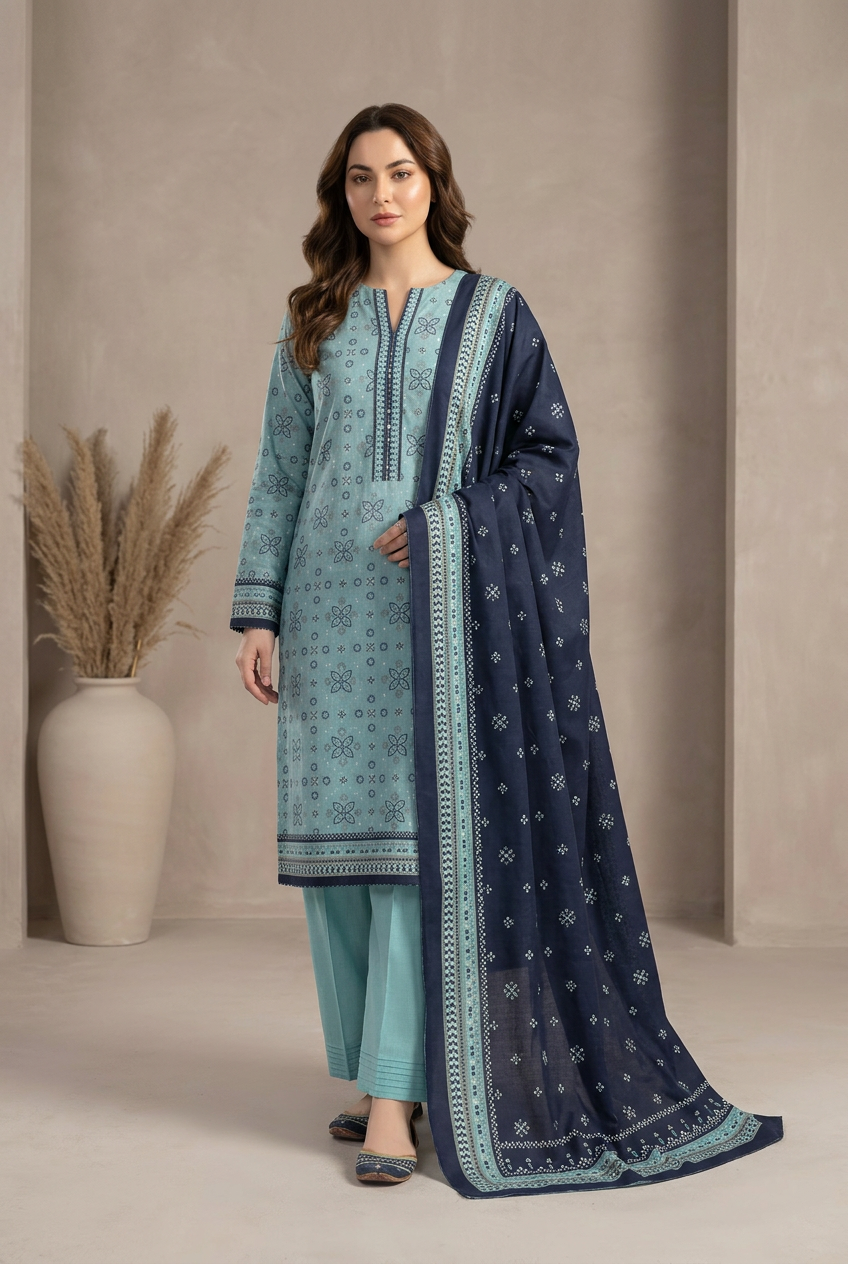 Bin Saeed Khaddar Suit - Front View