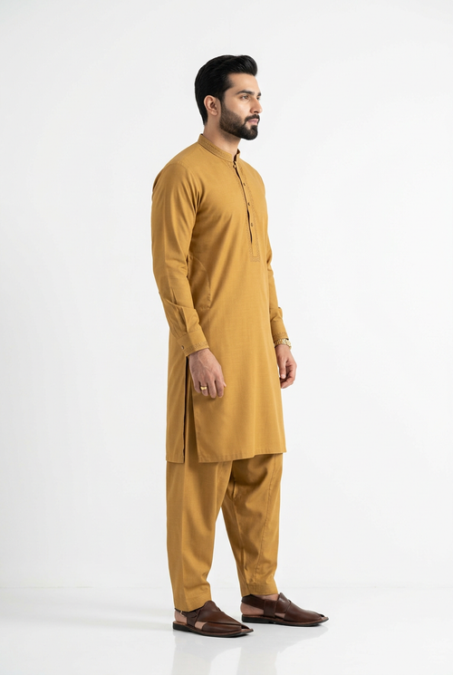 Gul Ahmed Italian Toyobo Unstitched Suit – Mustard (Shade #02)