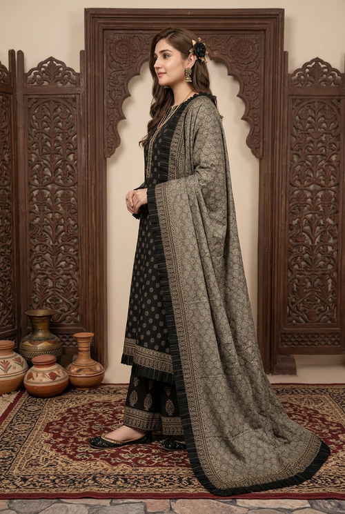 Bin Saeed Khaddar 3-Piece Unstitched Suit | Printed Dupatta Winter Collection Vol.21 | Brands Store
