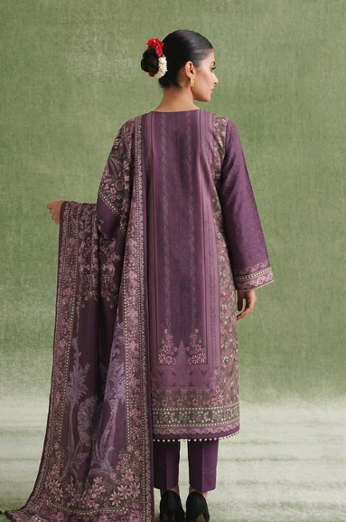 Nishat Purple Linen 3-Piece Unstitched Suit | Golden Embroidered Floral Dupatta | Brands Store